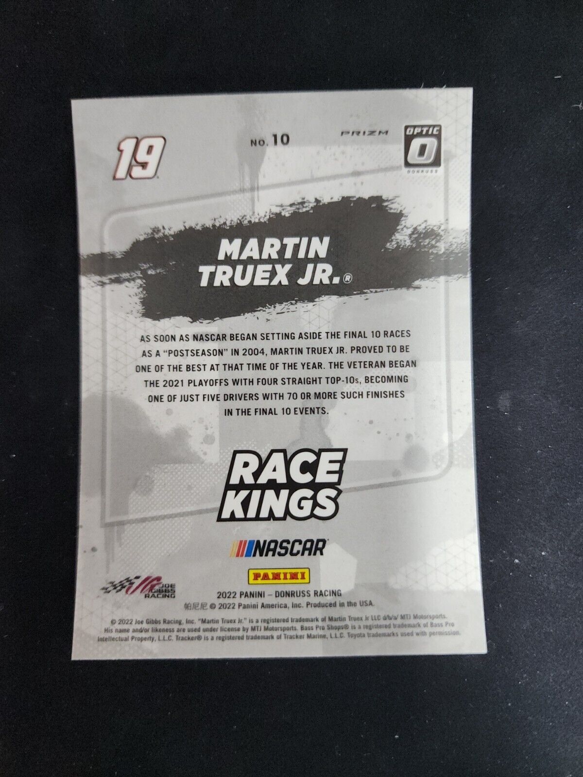 2022 Donruss Optic Yellow Pulsar Martin Truex Jr. Race Kings Silver Pack SP