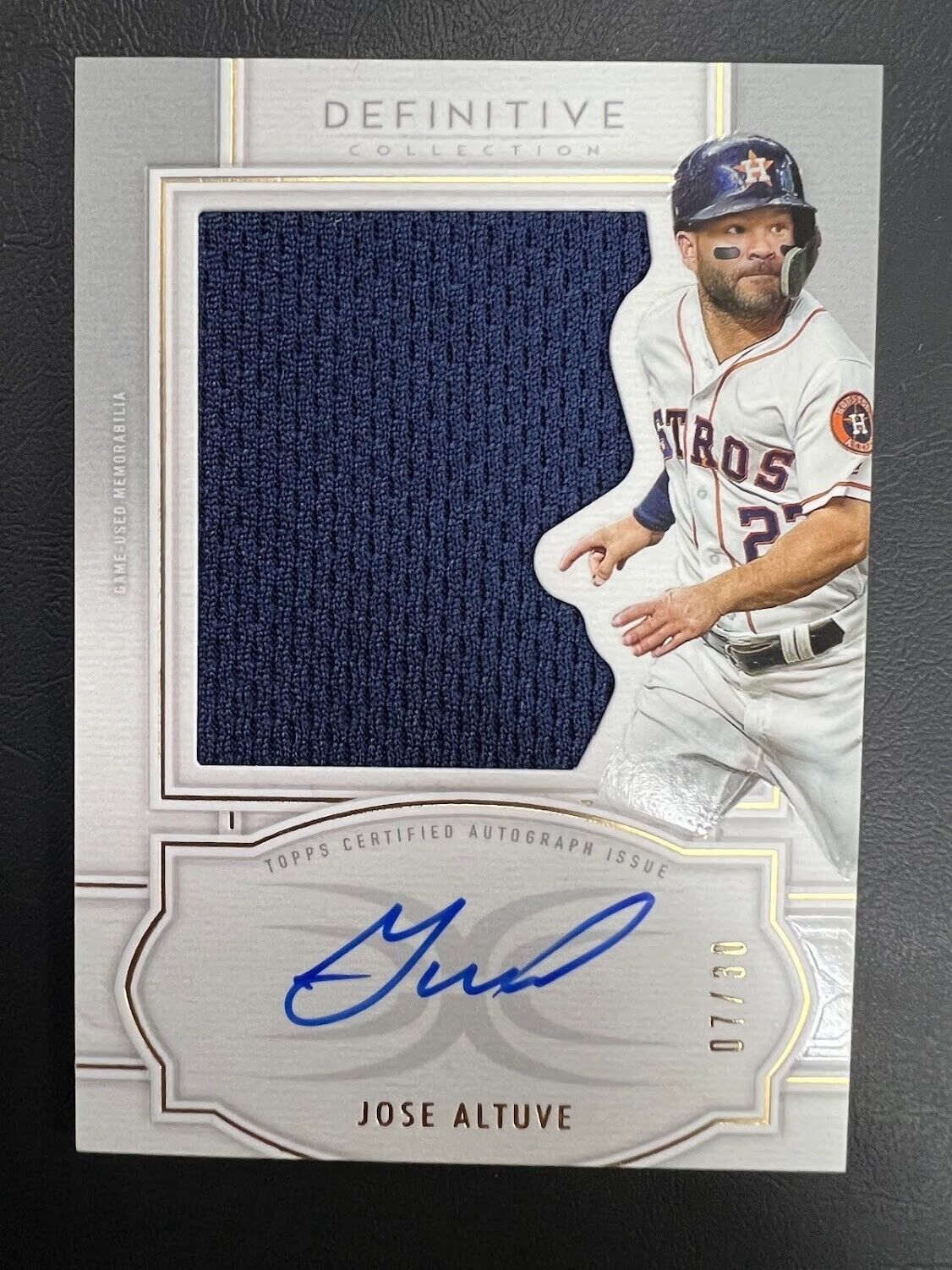 Jose Altuve 2020 Topps Definitive Collection Relic on Card Auto + Patch 7/30 J