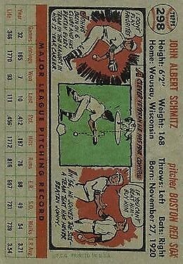 1956 Topps #298 Johnny Schmitz - NM