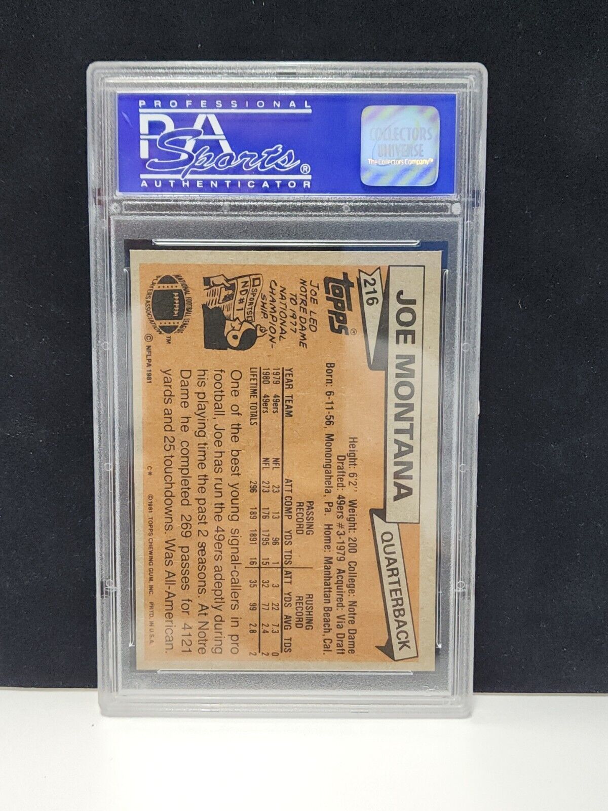 JOE MONTANA PSA 8 1981 TOPPS FOOTBALL #216 ROOKIE HOF 49ERS RC