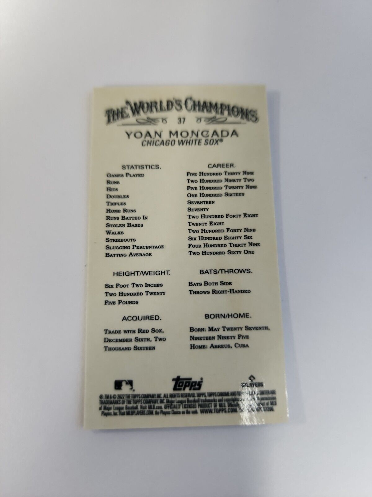 Yoan Moncada 2022 Allen & Ginter Chrome Mini #37 Refractor