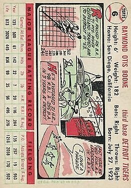1956 Topps #6 Ray Boone - Vg+