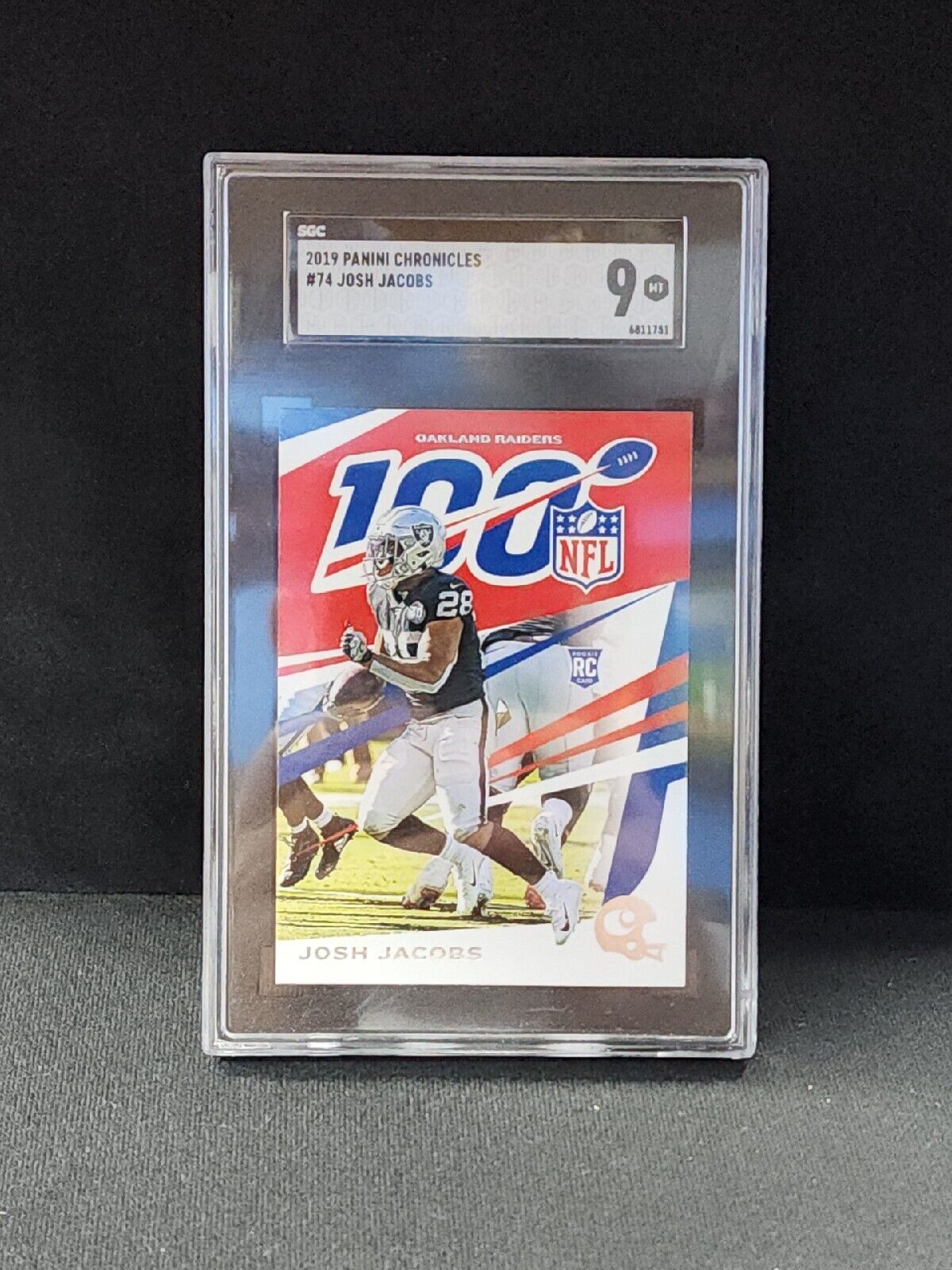 JOSH JACOBS 2019 CHRONICLES 100 YEARS ROOKIE #74 RAIDERS RC SGC 9