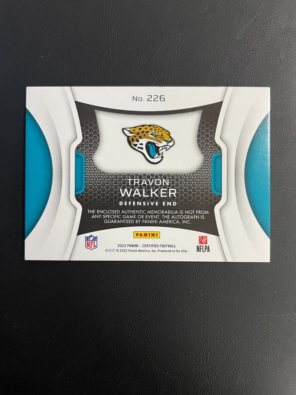 2022 Panini Certified Travon Walker Freshman Fabric Jersey Auto RC /349