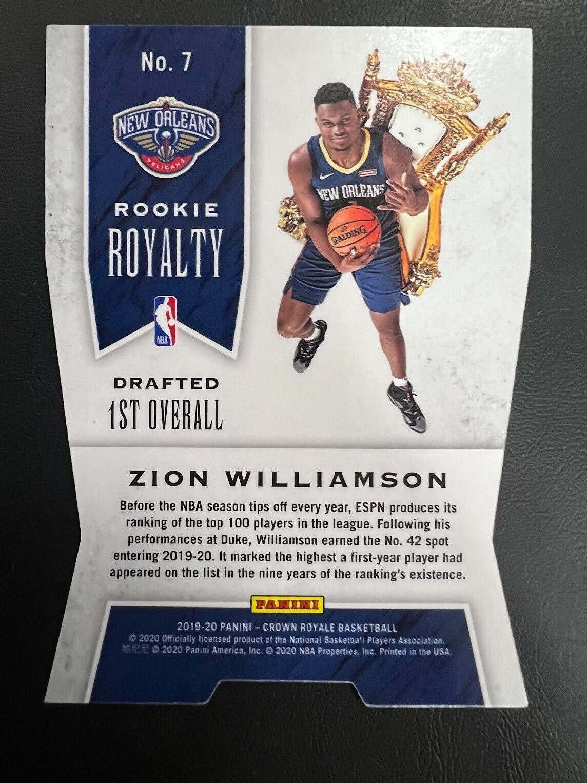ZION WILLIAMSON 2019/20 CROWN ROYALE RC ROOKIE ROYALTY SP #51/99 Mint J