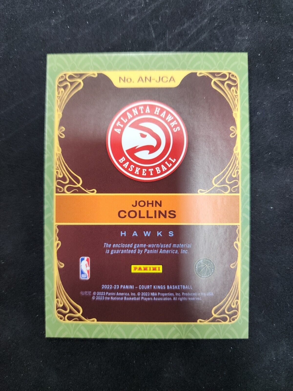 2022-23 Panini Origins JOHN COLLINS Art Nouveau Patch Atlanta Hawks