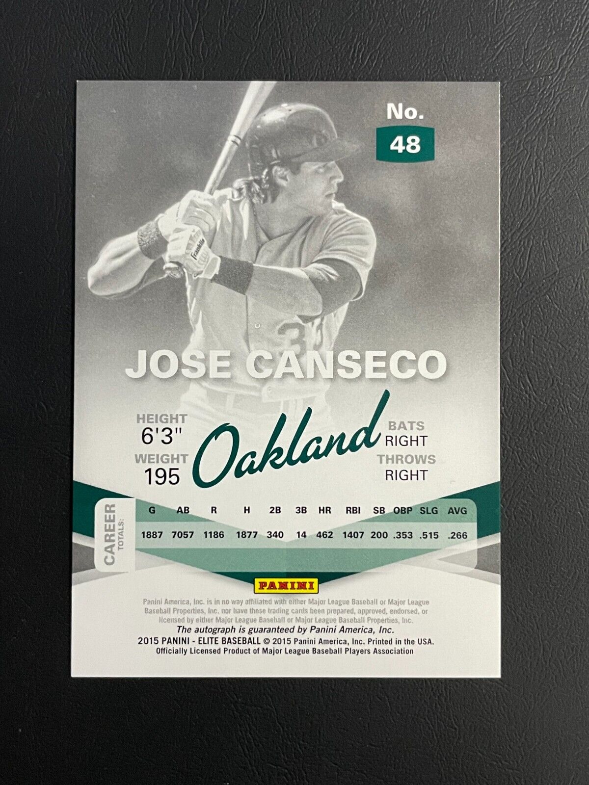 2015 Jose Canseco Panini Elite Signature 21st Century AUTO no. #48