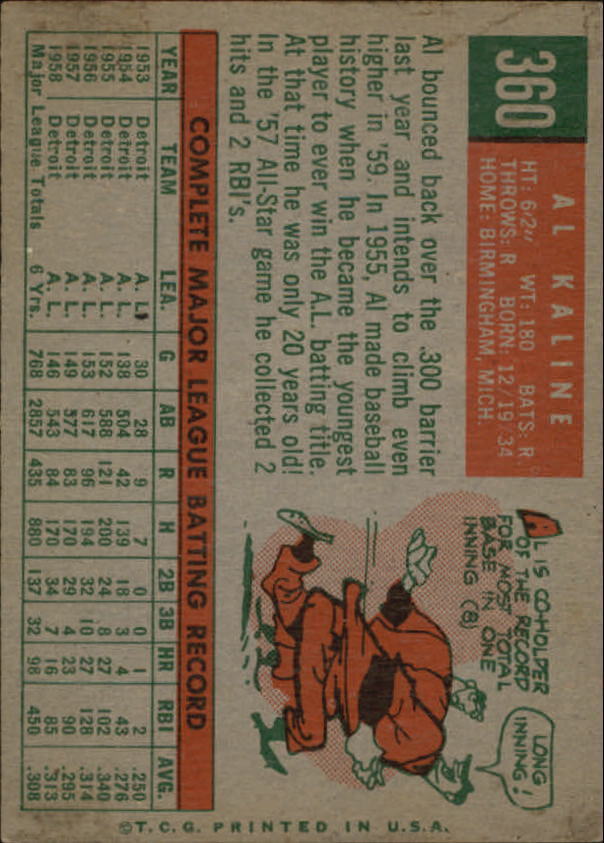 1959 Topps #360 Al Kaline - NM
