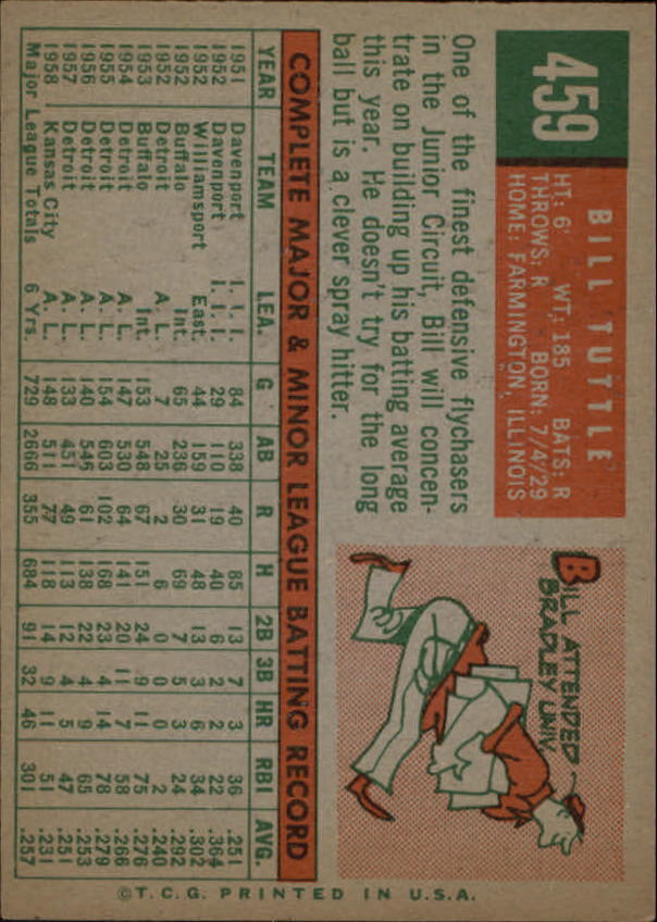 1959 Topps #459 Bill Tuttle - NM