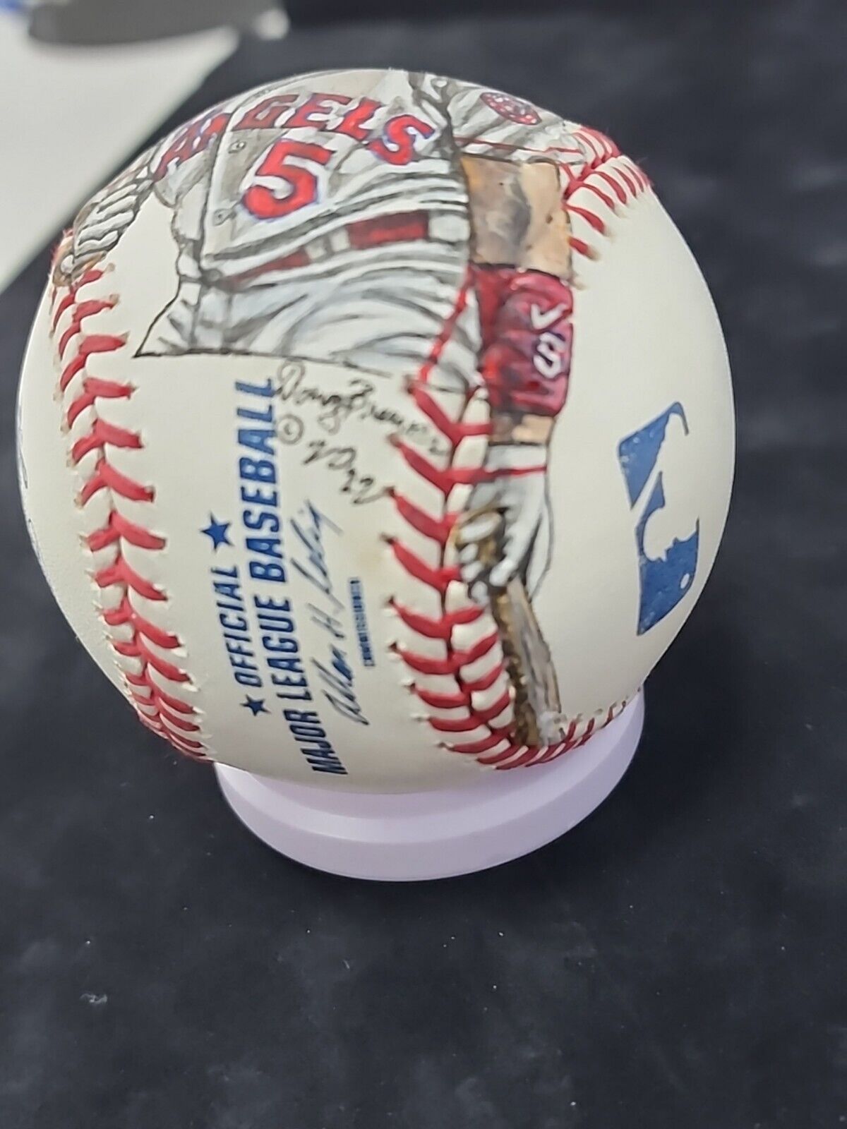 2022 ALBERT PUJOLS BASEBALL - DOUG BREWER HAND PAINTED PHOTO.. RARE