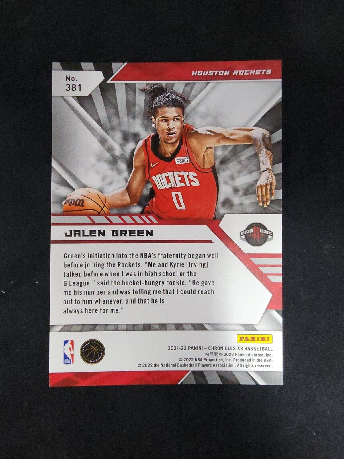 Jalen Green 2021-22 Panini Chronicles XR Red Rookie /149 #381