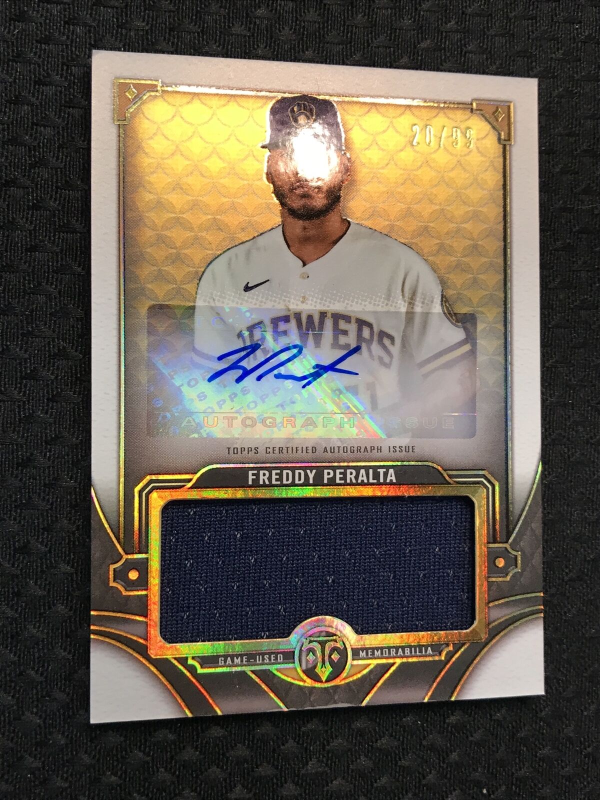 2022 Topps Triple Threads Freddy Peralta Jumbo Relic Auto #’d/99