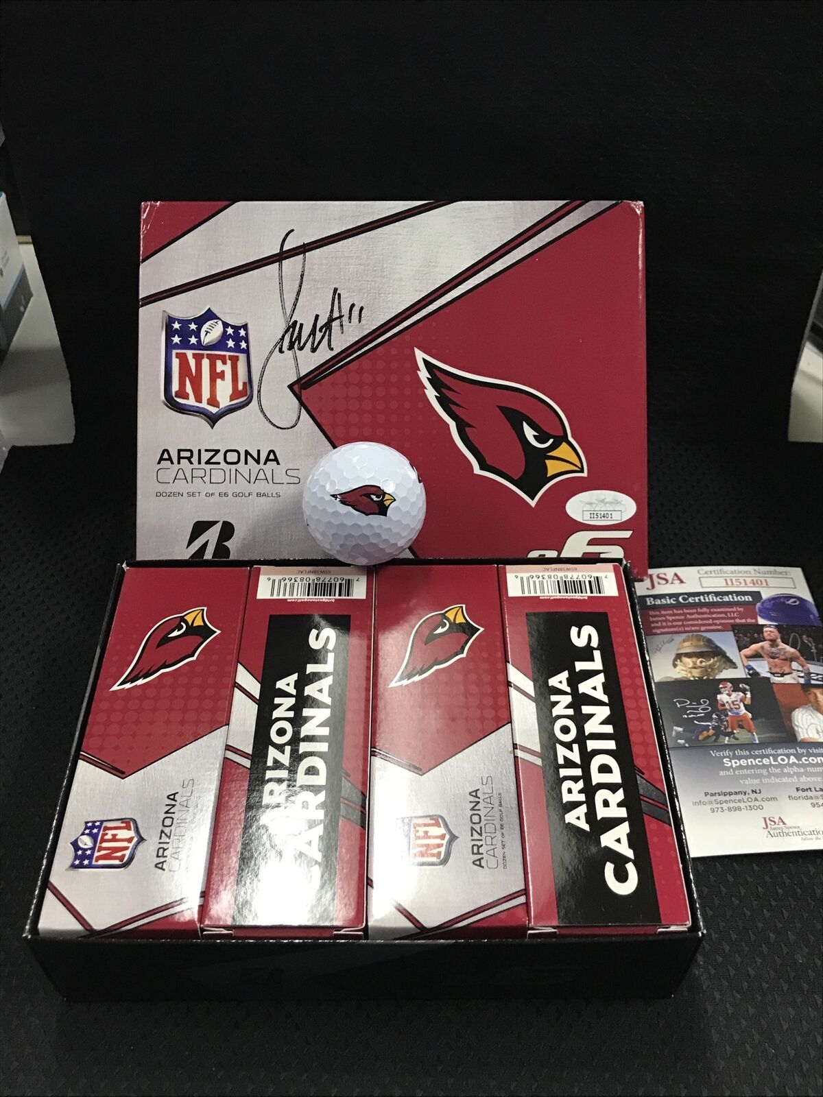 Larry Fitzgerald Signed Golf Ball Box JSA/Coa Arizona Cardinals Auto