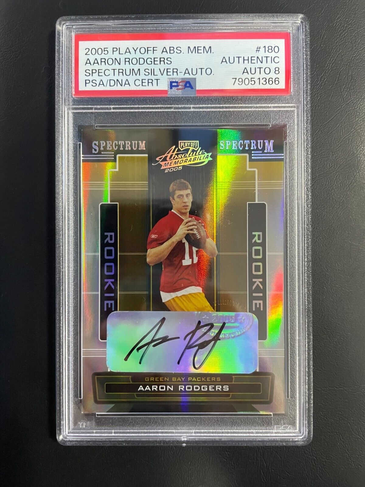 2005 Playoff Absolute Mem Aaron Rodgers Spectrum Silver RC Auto PSA 8 /249