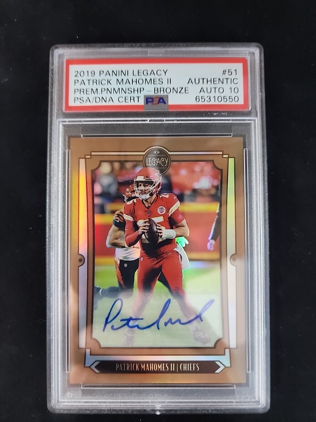 2019 Panini Legacy Premium Penmanship BRONZE #51 Mahomes /5! PSA 1O