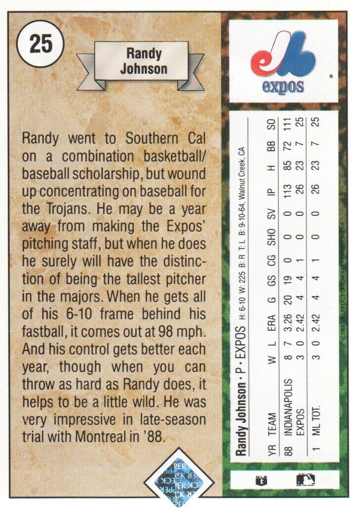 1989 Upper Deck #25 Randy Johnson RC - NrMt+