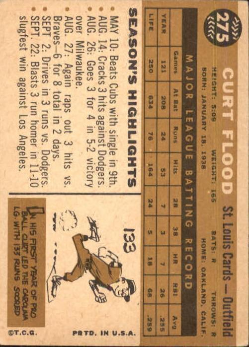 1960 Topps #275 Curt Flood - Ex+