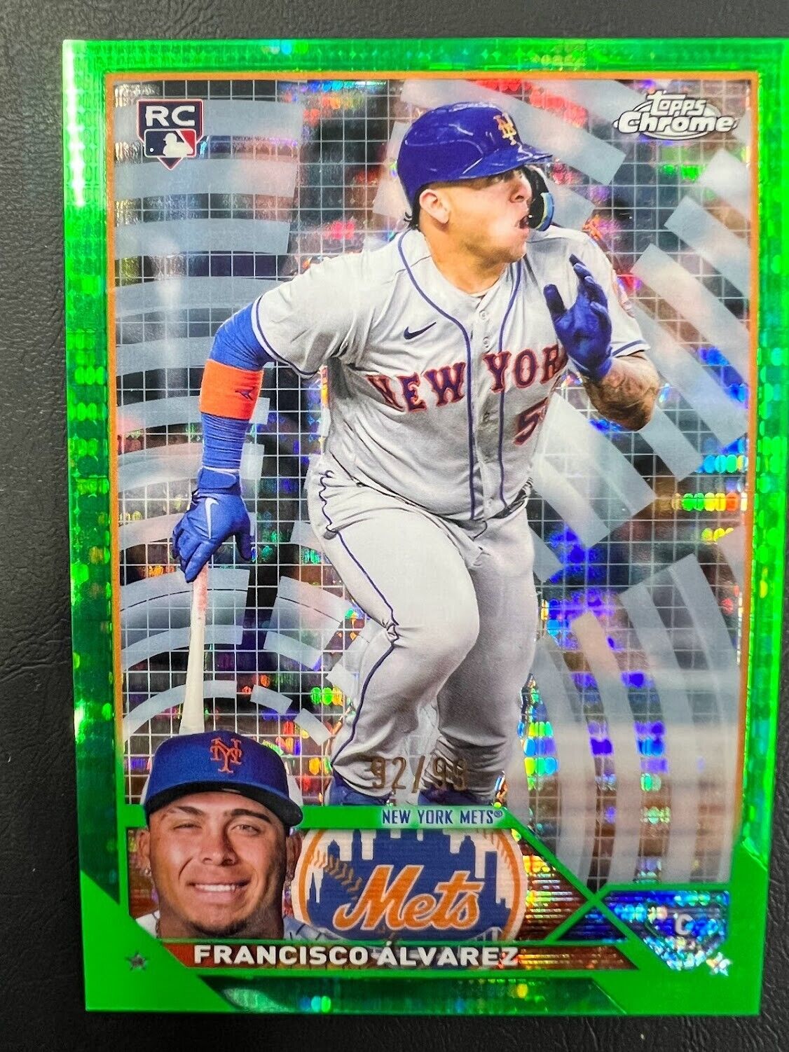 2023 Topps Chrome Green Sonar Refractor 203 Francisco Alvarez Rookie /99 METS J