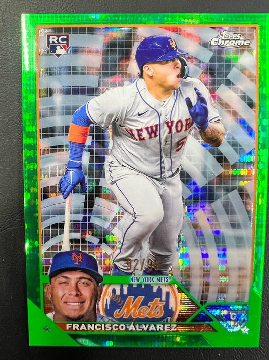 2023 Topps Chrome Green Sonar Refractor 203 Francisco Alvarez Rookie /99 METS J