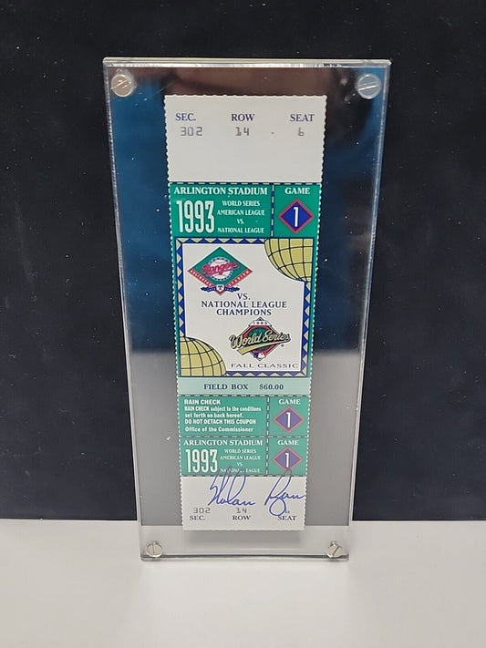 Nolan Ryan signed 1993 World Series phantom ticket /500 Retirement Year.!