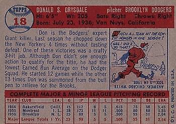 1957 Topps #18 Don Drysdale RC - NM