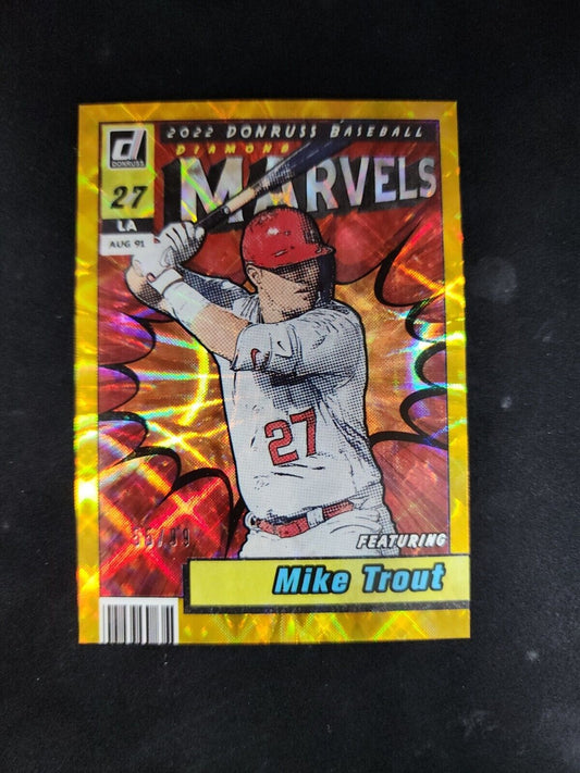 2022 Donruss Baseball Mike Trout M-1 Marvels GOLD PARALLEL 55/99 -LA Angels