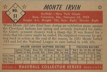 1953 Bowman Color #51 Monte Irvin - VG-EX
