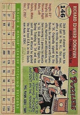 1955 Topps #146 Dick Donovan RC - NM