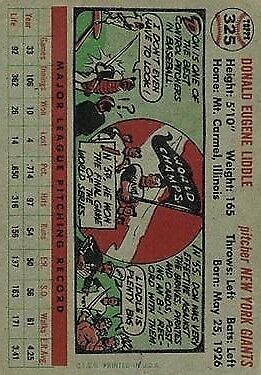 1956 Topps #325 Don Liddle - NM