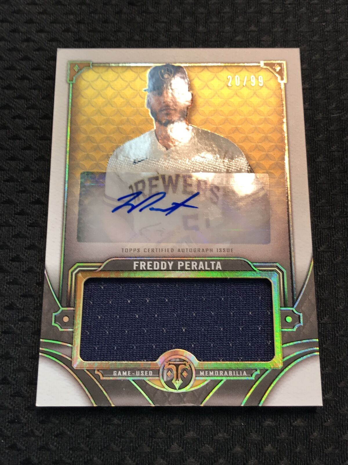 2022 Topps Triple Threads Freddy Peralta Jumbo Relic Auto #’d/99