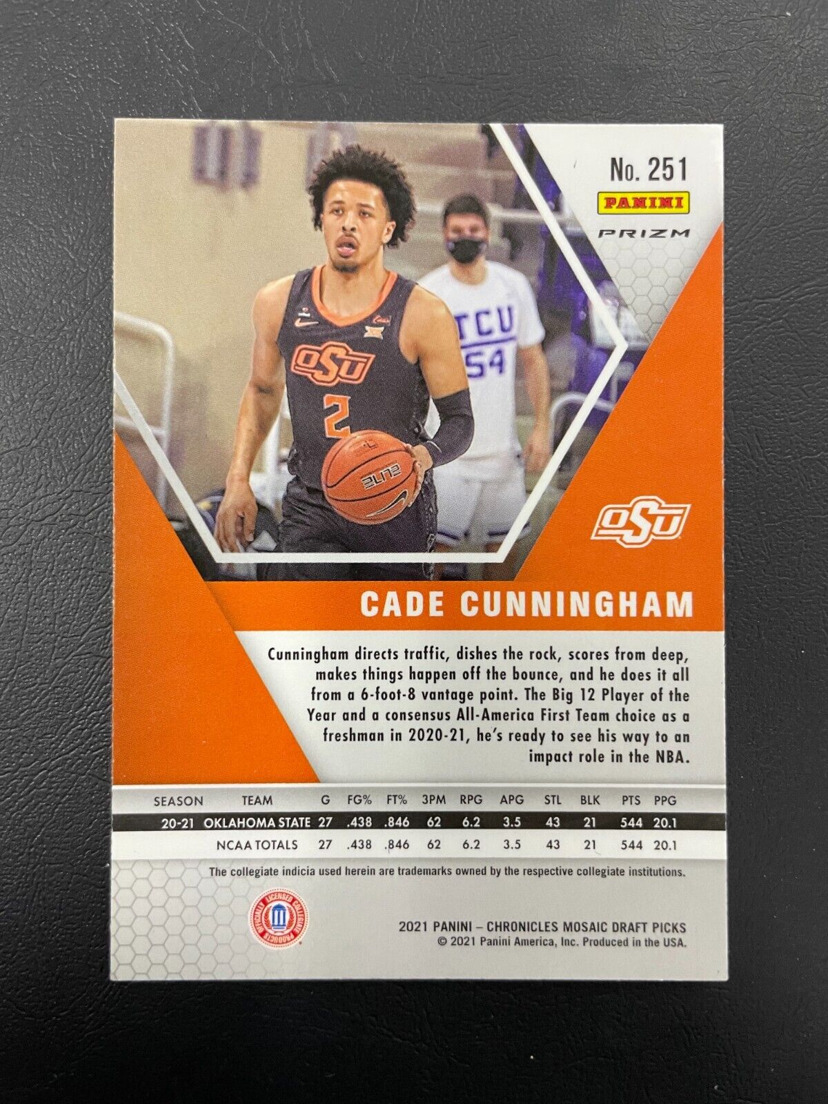 2021 Panini Chronicles MOSAIC Draft CADE CUNNINGHAM ORANGE PRIZM RC #251