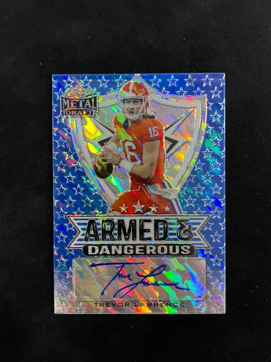 2021 Leaf Metal Draft Armed & Dangerous Trevor Lawrence Autograph #16/40
