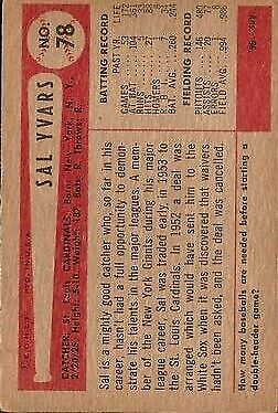 1954 Bowman #78 Sal Yvars - NM