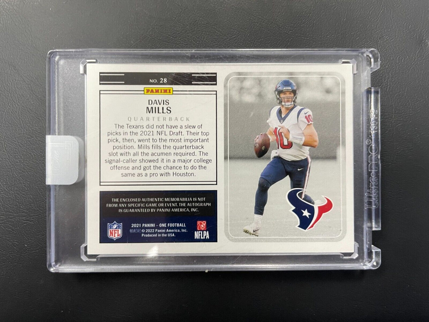 2021 Panini One Davis Mills RPA Rookie Jersey Patch Auto RC #156/199 Texans