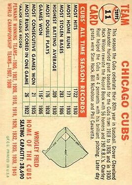 1956 Topps #11A Chicago Cubs TC Centered - Vg+