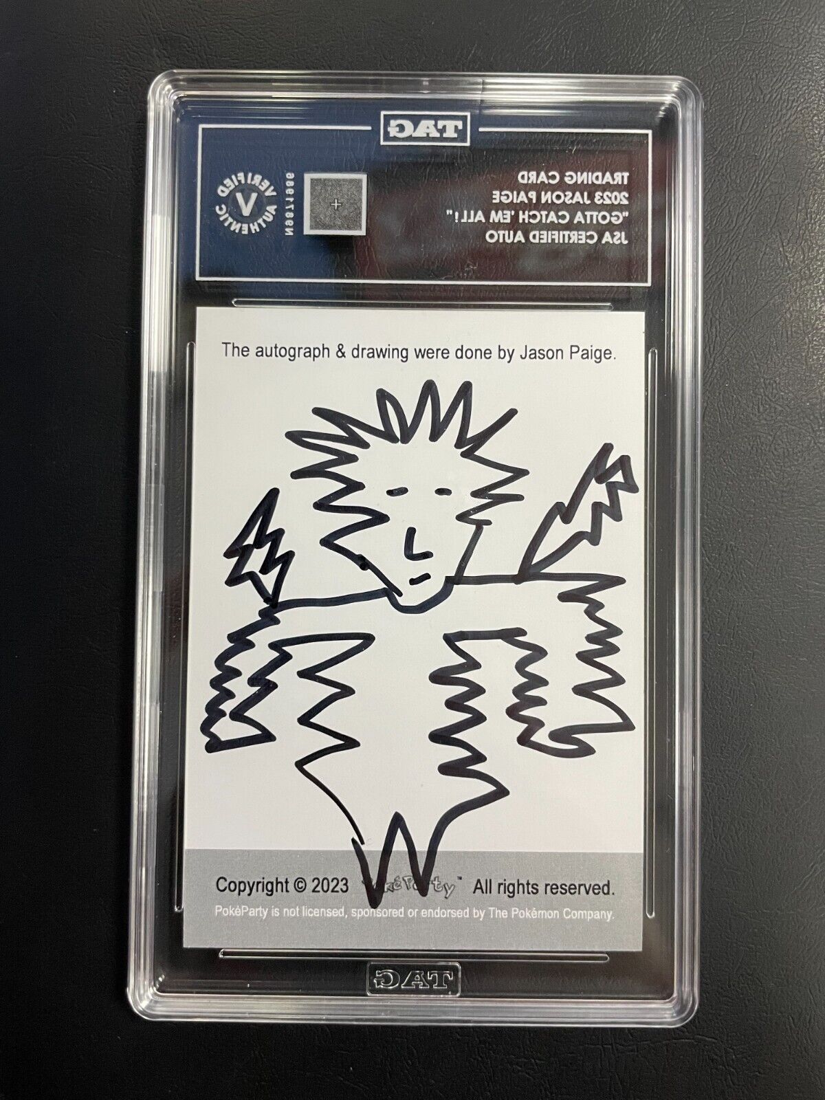 2023 Poké Party Jason Paige Pokémon Auto Yellow /100 Art Work On Back