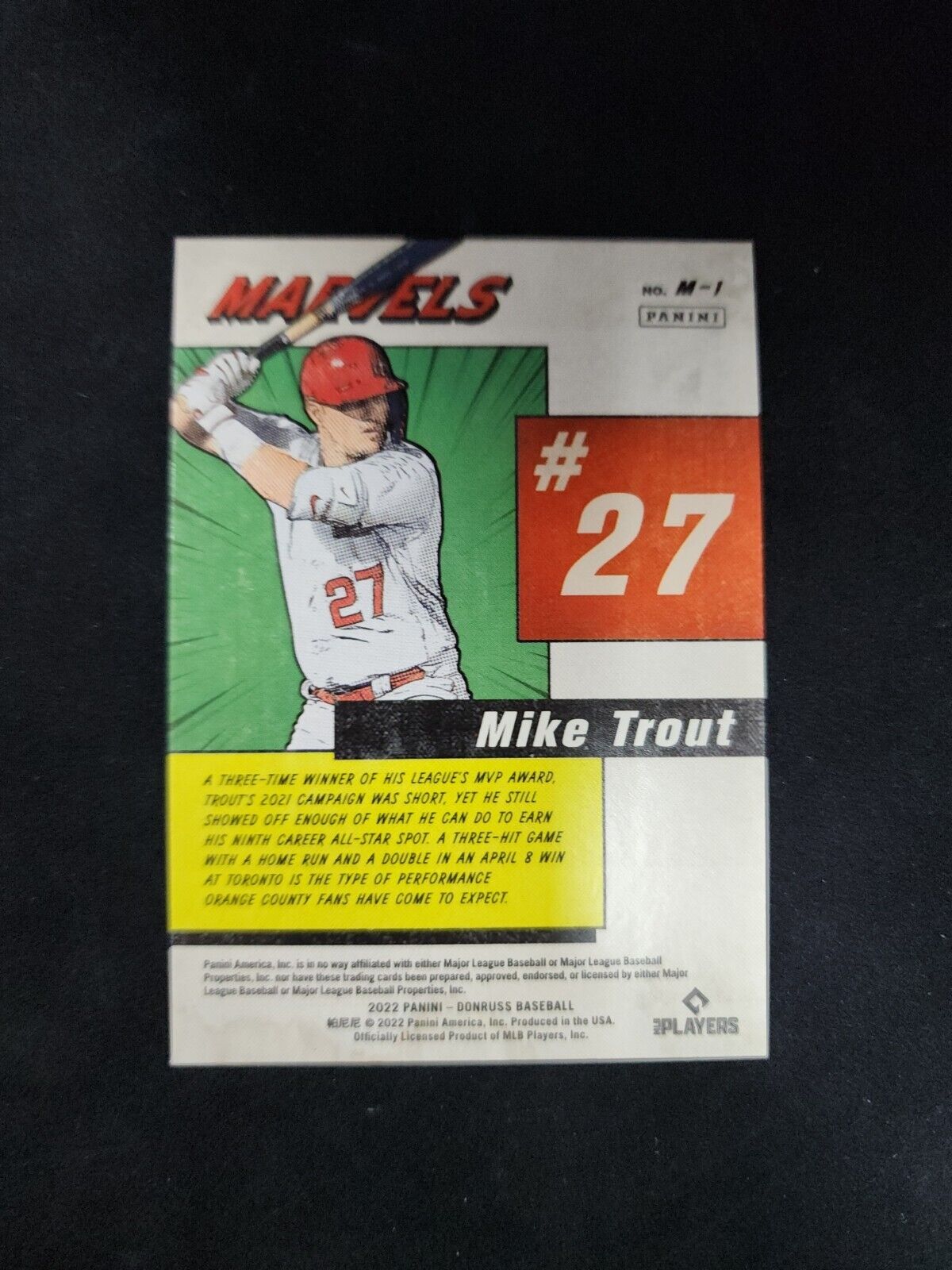 2022 Donruss Mike Trout Vector Diamond Marvels #M-1 Angels