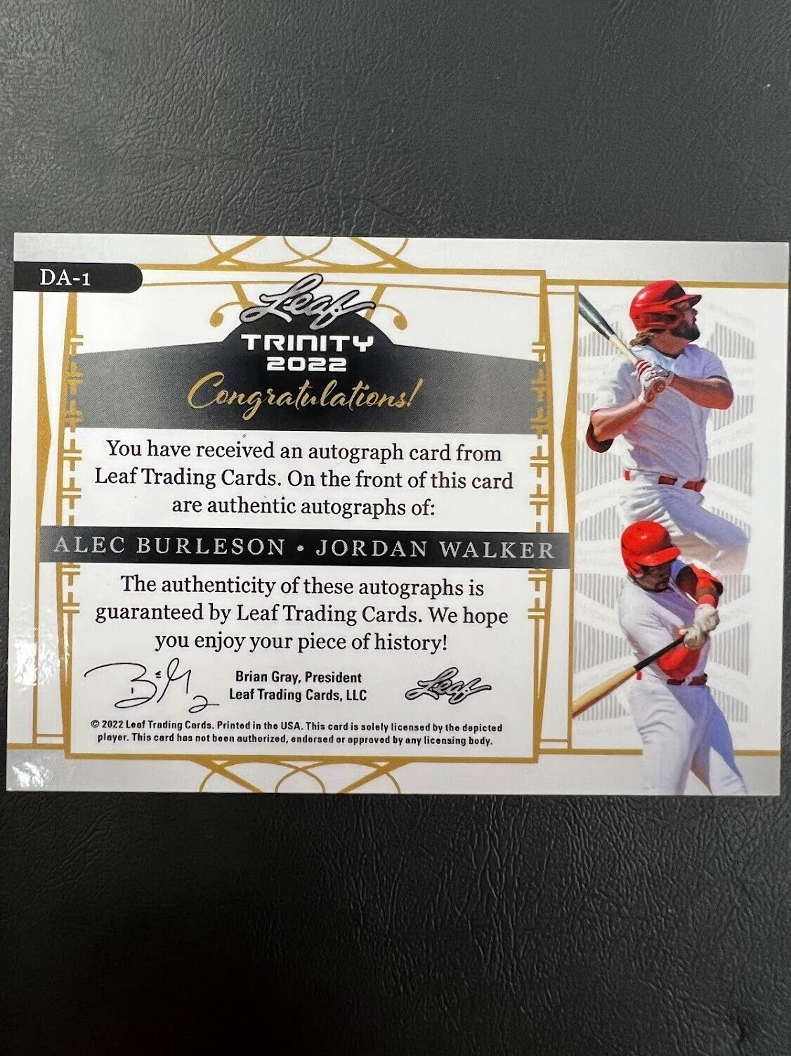 2022 Leaf Trinity Alec Burleson Jordan Walker 24/25 Dual Auto Rookie CARDINALS J
