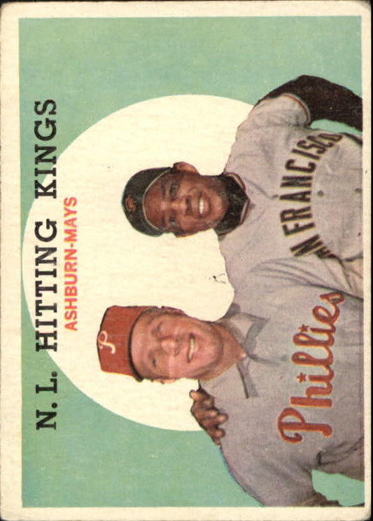 1959 Topps #317 NL Hitting Kings Willie Mays Richie Ashburn - NM