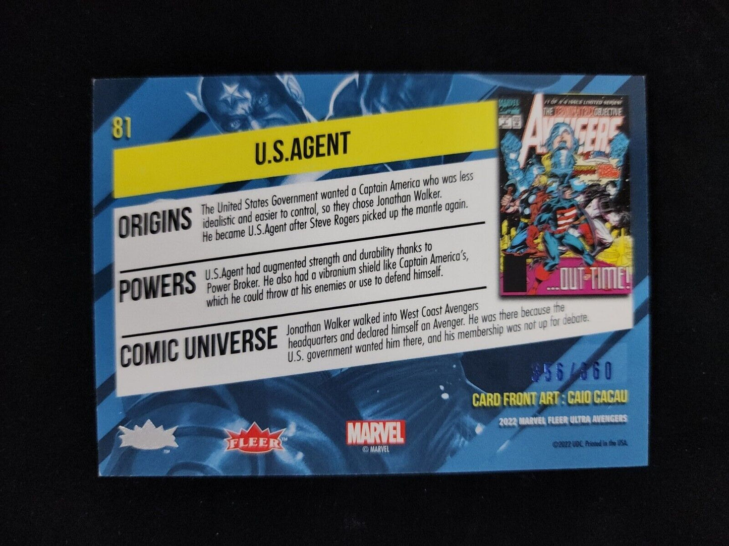 2022 Upper Deck Marvel Fleer Ultra Avengers U.S Agent Blue Foil #'d/360