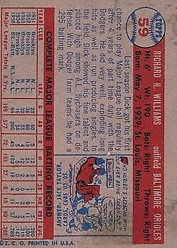 1957 Topps #59 Dick Williams - NM