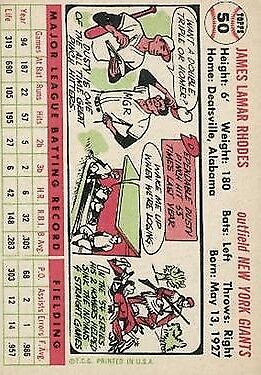 1956 Topps #50 Dusty Rhodes DP - NM