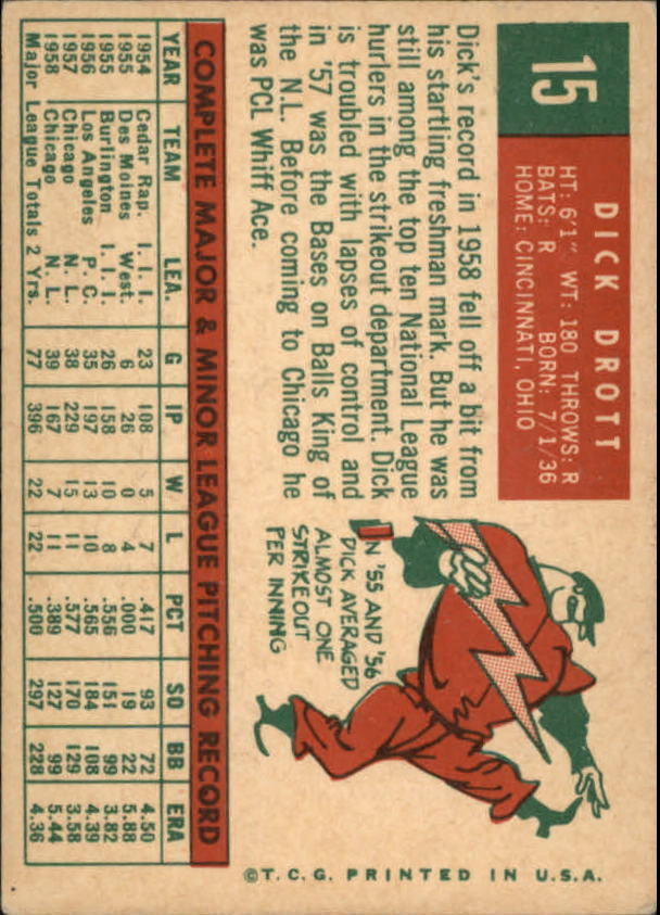 1959 Topps #15 Dick Drott - VgEx+