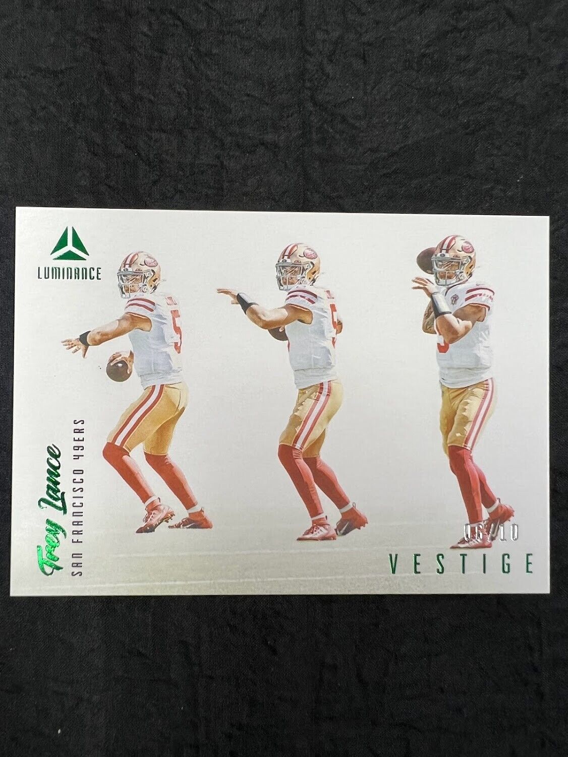 2022 Panini Luminance Trey Lance Vestige VST-TLA Green /10 SSP 49ers