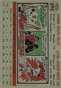 1956 Topps #262 Howie Pollet - NM
