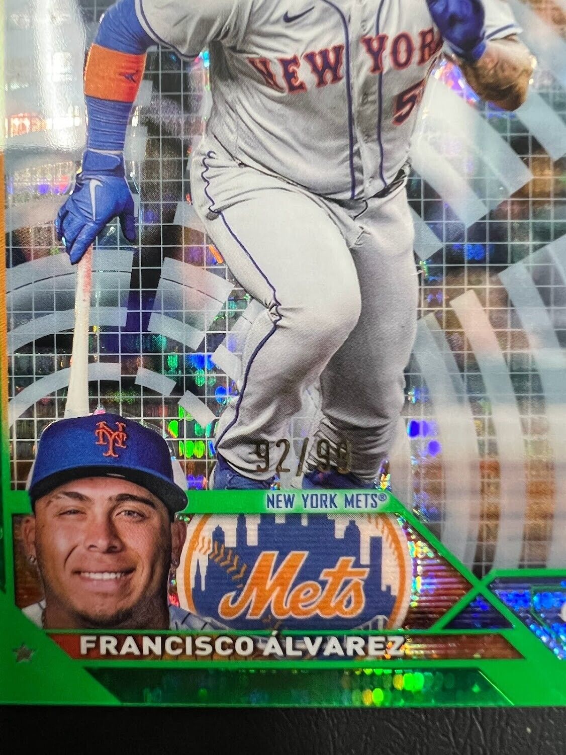 2023 Topps Chrome Green Sonar Refractor 203 Francisco Alvarez Rookie /99 METS J