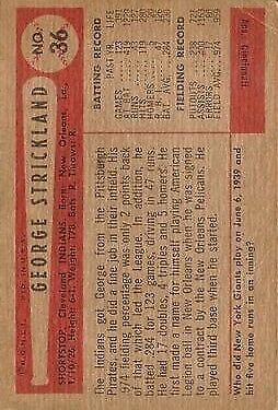 1954 Bowman #36 George Strickland - NM