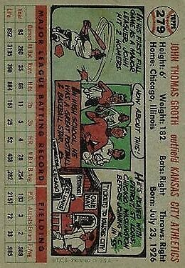 1956 Topps #279 Johnny Groth - NM