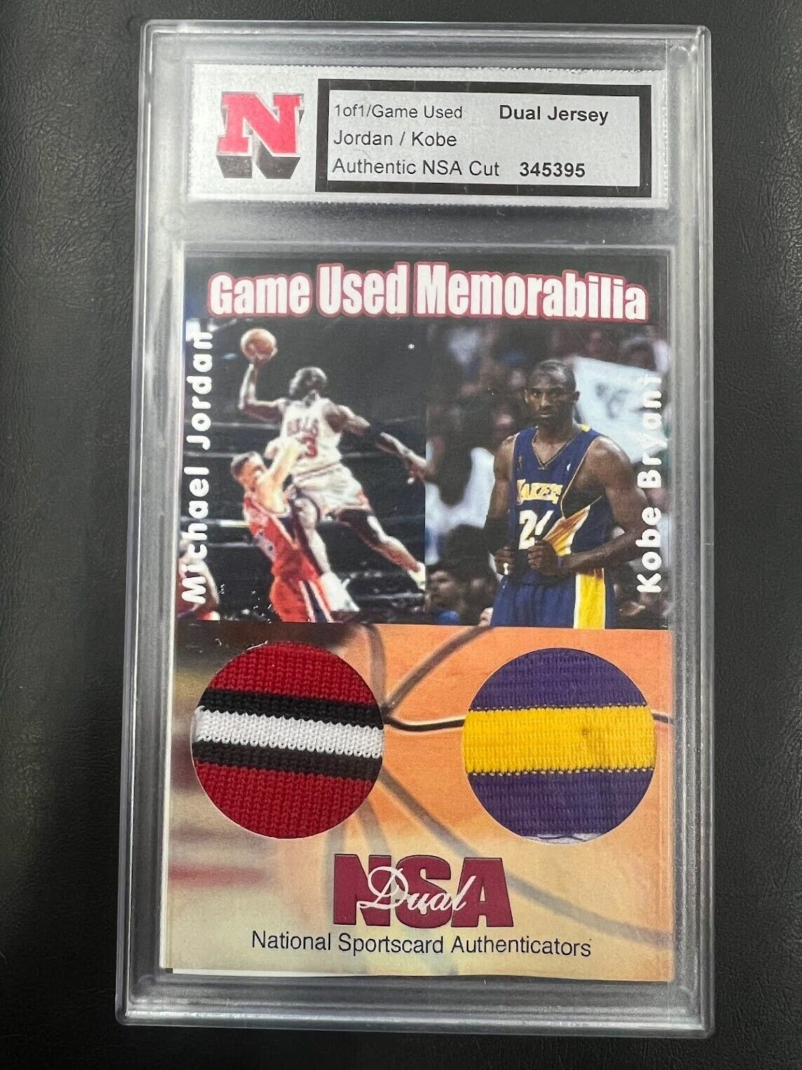 MICHAEL JORDAN, KOBE BRYANT 1/1 NSA AUTHENTICATED Game Used Dual Jersey J