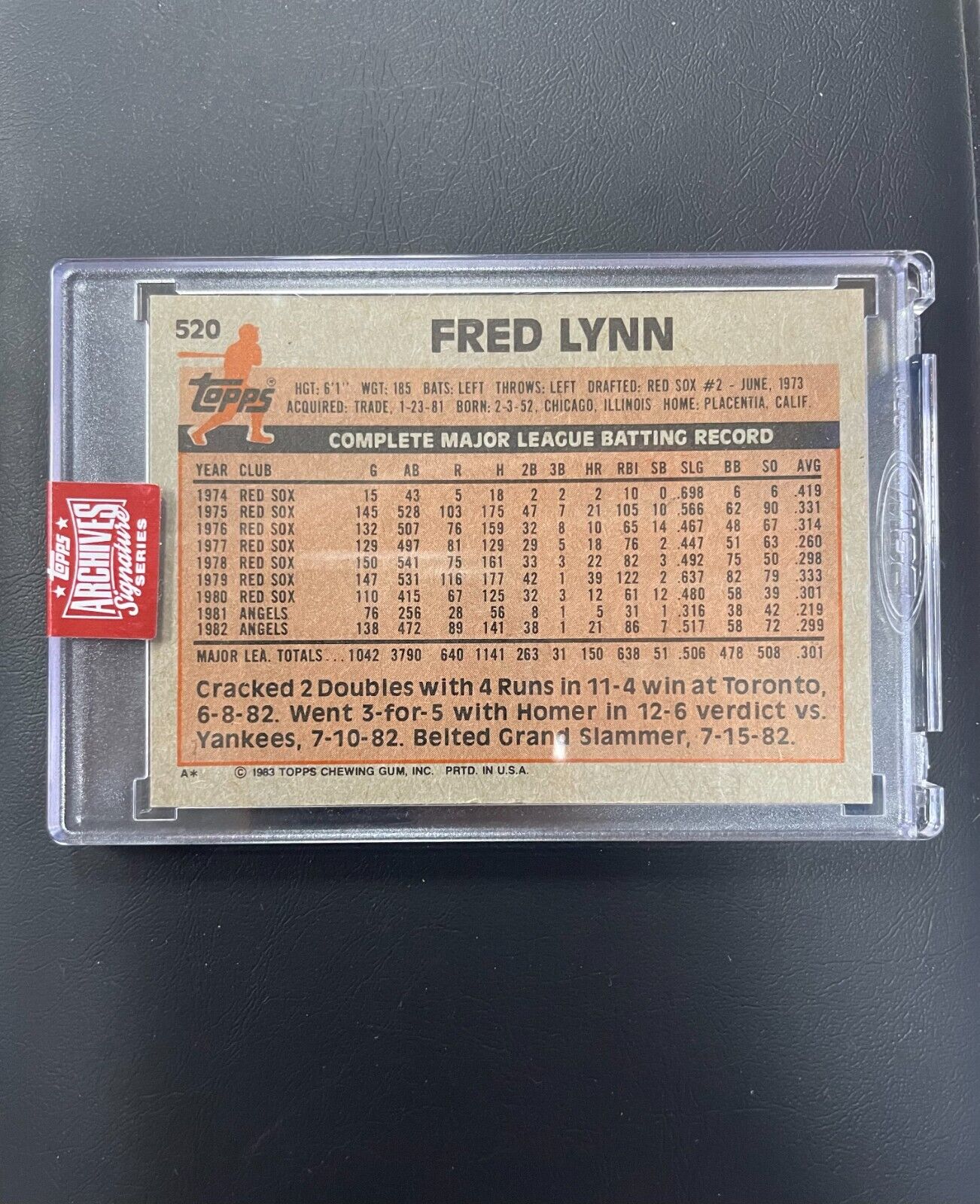 2023 Topps Archives Signature Fred Lynn Auto /28 1983 #520